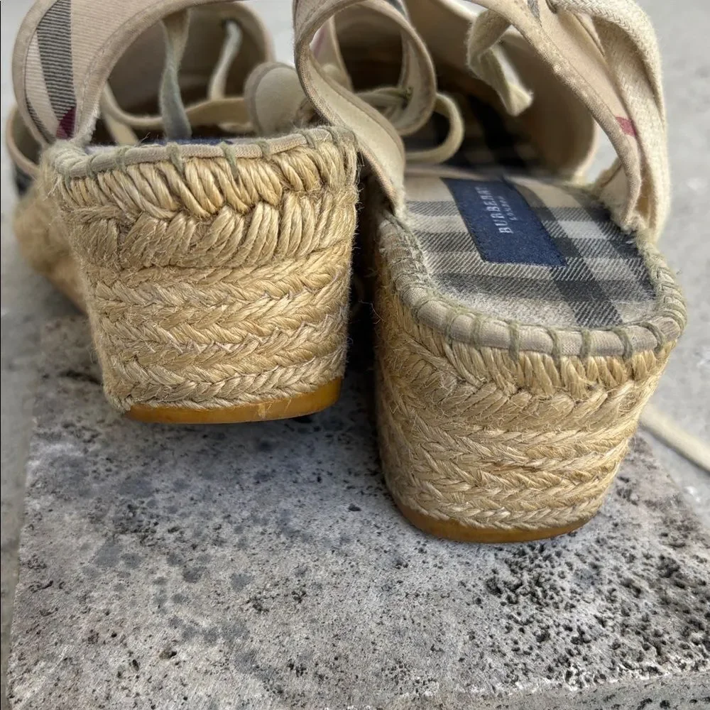 Burberry nova check canvas wedge espadrilles